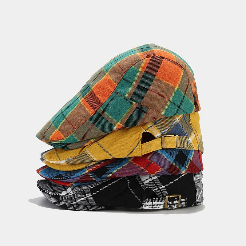 Plaid Flat Cap | 5-Color Tartan Ivy Hat