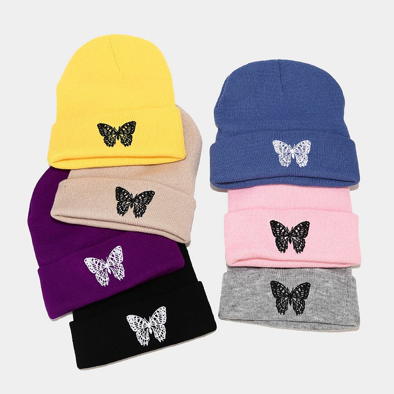 Butterfly Beanie | 7-Color Embroidered Knit Cap