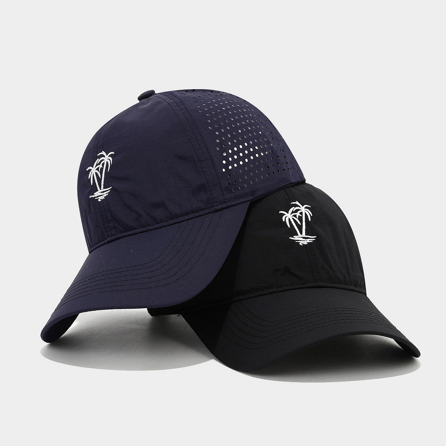 Tropical Palm Perforated Dad Cap | Breathable Summer Baseball Hat | Laser-Cut Vent Cap
