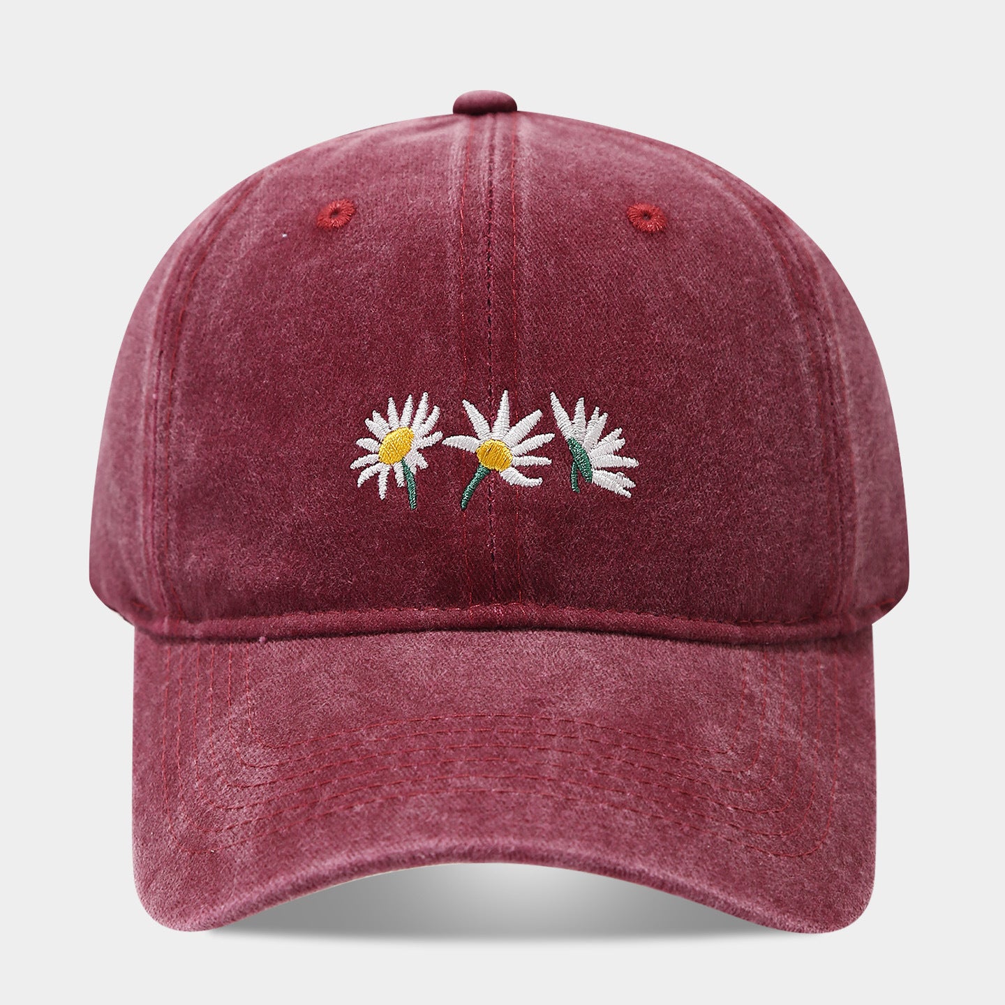 Daisy Embroidered Washed Dad Cap | Vintage Floral Baseball Hat | Cute Summer Cotton Cap