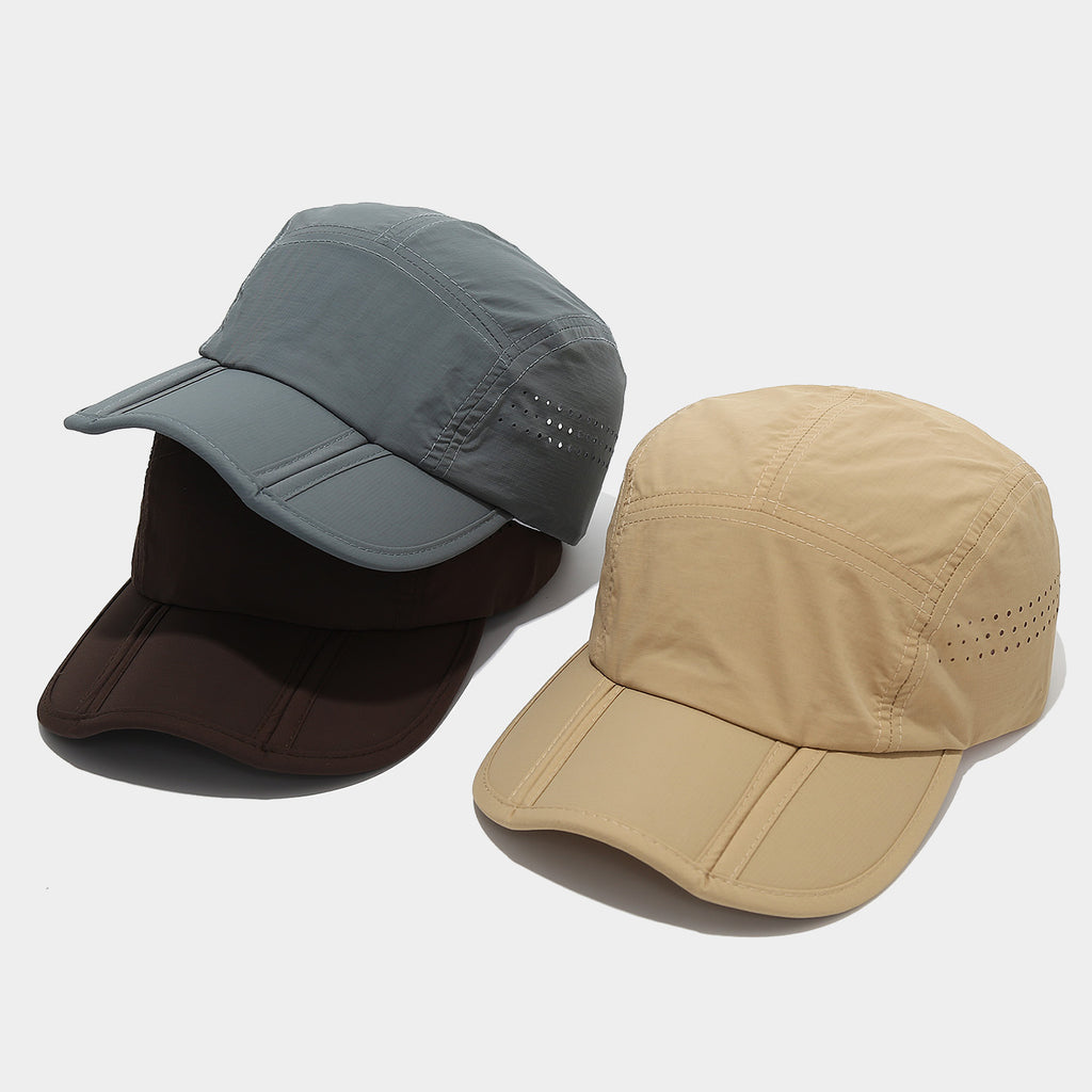 Lightweight Perforated Camp Cap | Quick-Dry Outdoor Baseball Hat | 5-Panel Nylon Cap