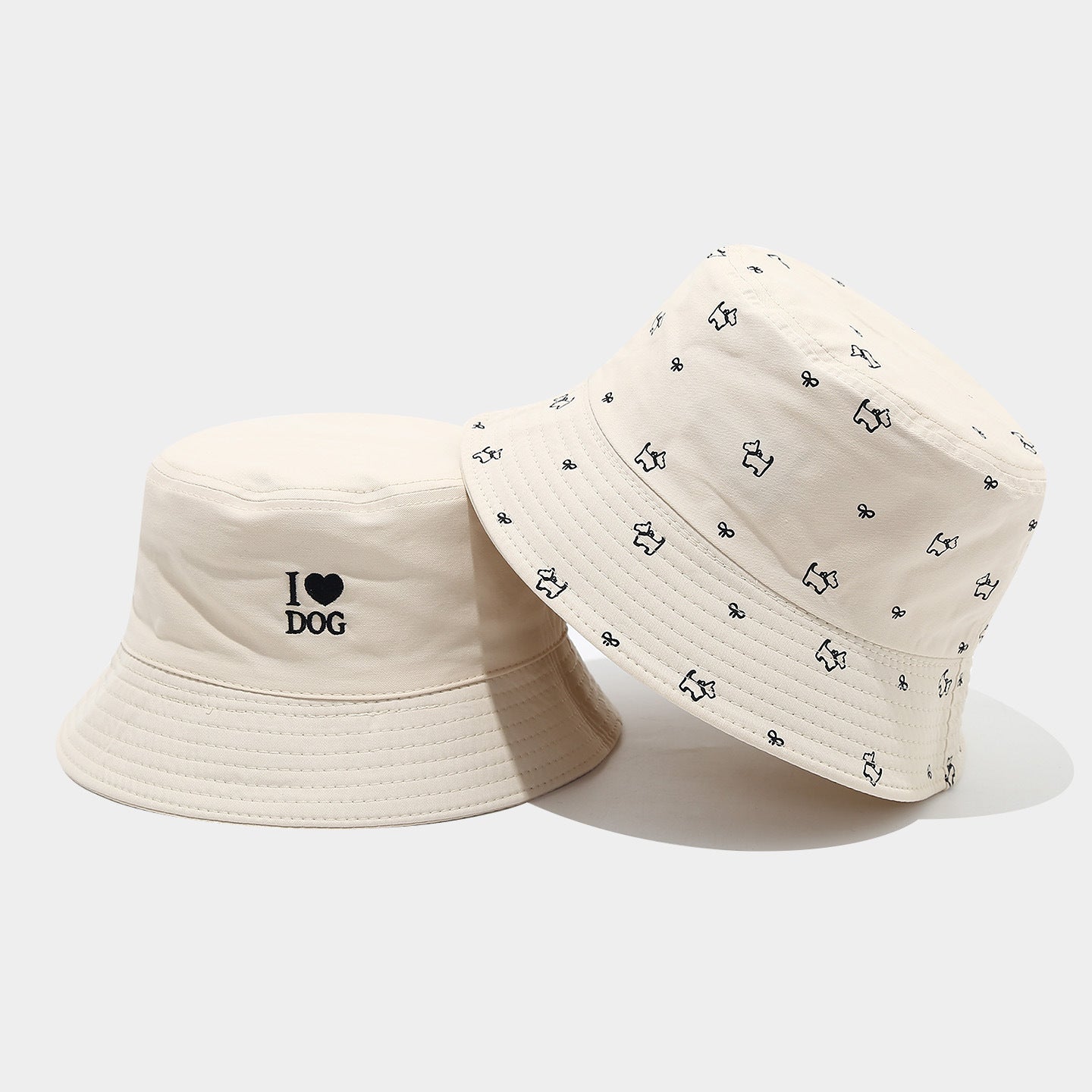 Reversible Dog Print Bucket Hat | I Love Dog Embroidery | 2-Sided Wear | Byerclub