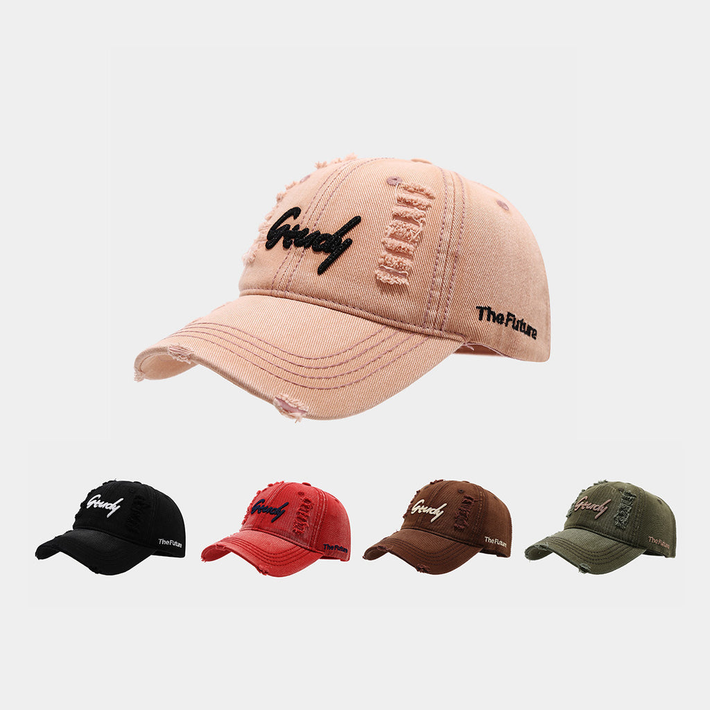 Distressed Grudy Embroidered Cap | Ripped Vintage Baseball Hat | Streetwear Destroyed Dad Cap