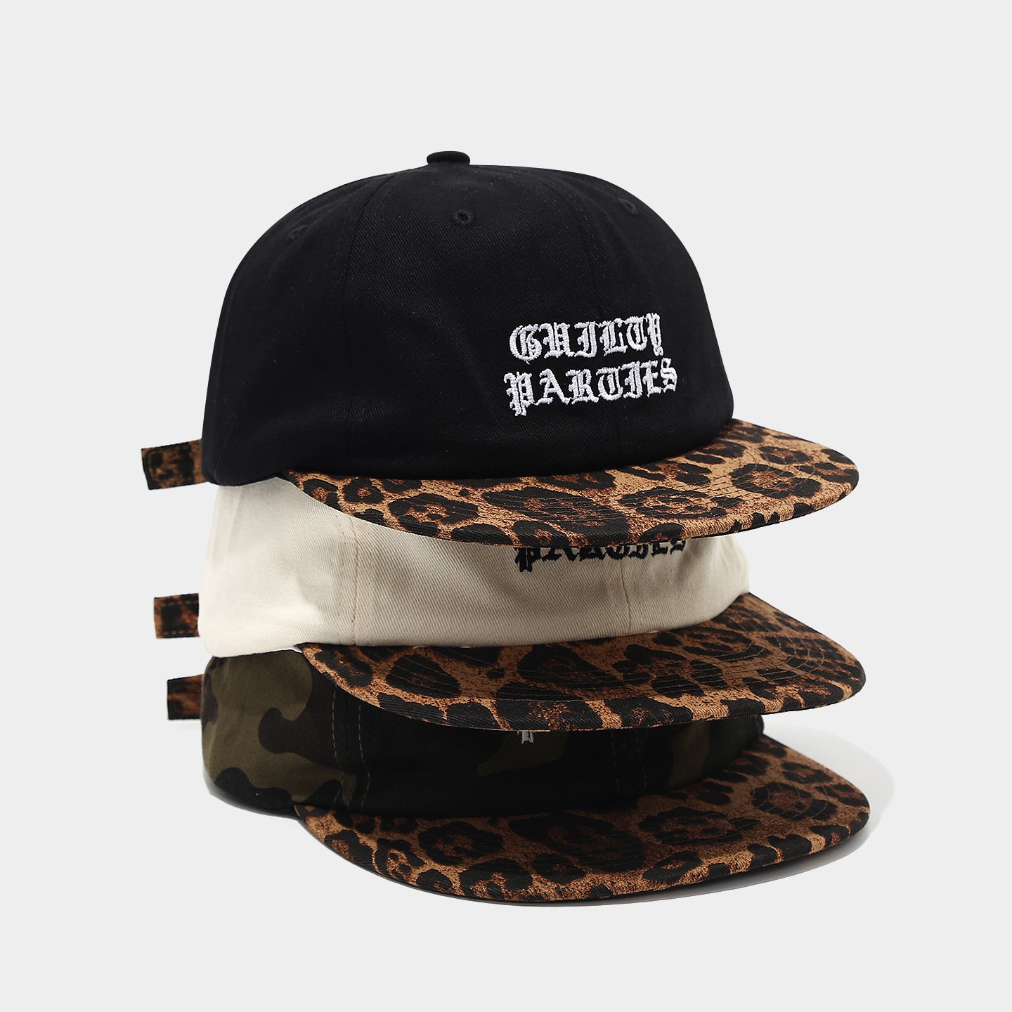 Leopard Brim Snapback Cap | Gothic Embroidery Streetwear Hat | Byerclub