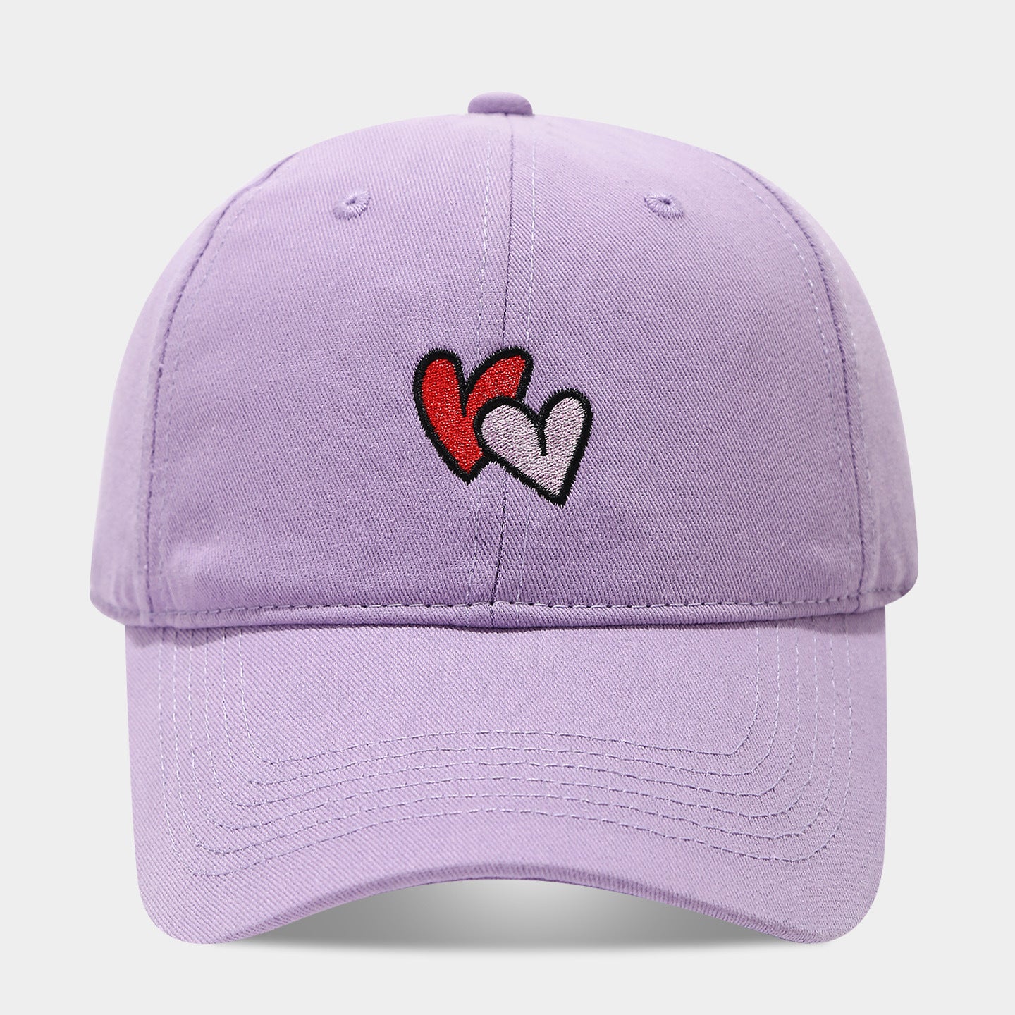 Double Heart Embroidered Washed Dad Cap | Cute Vintage Baseball Hat | Y2K Couple Cap
