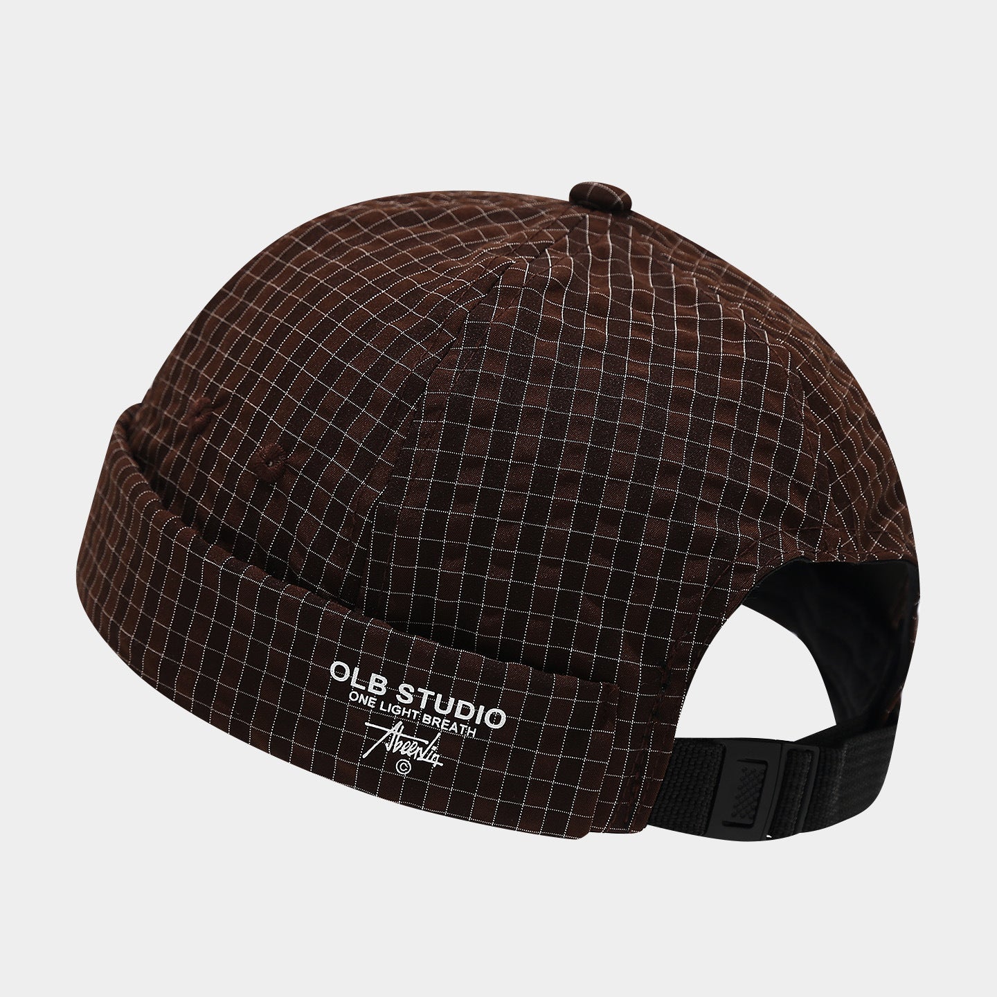 Vintage Grid Docker Cap | Adjustable Buckle Brimless Hat | Streetwear Miki Cap