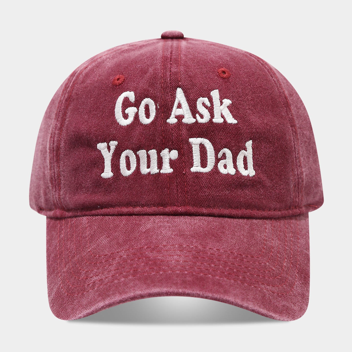 Go Ask Your Dad Embroidered Washed Vintage Dad Hat — 6 Colors