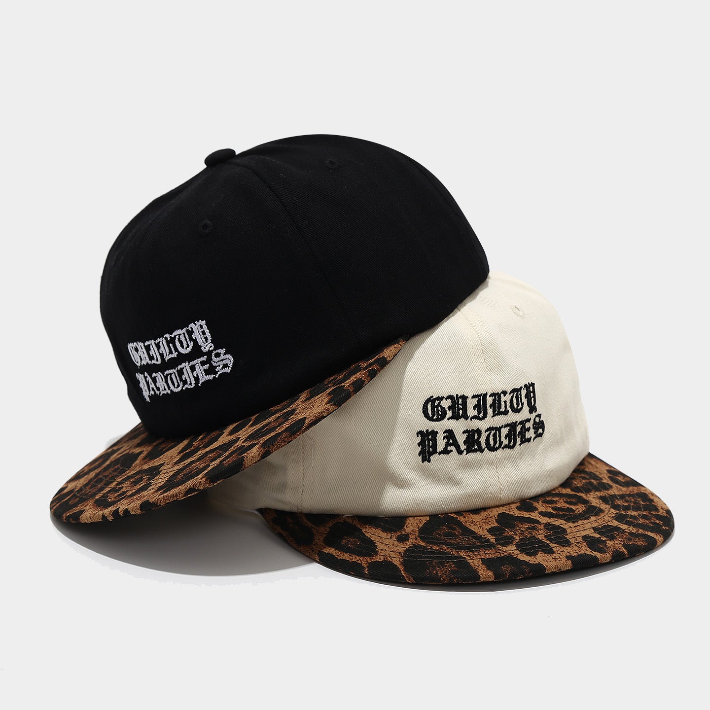 Leopard Brim Snapback Cap | Gothic Embroidery Streetwear Hat | Byerclub
