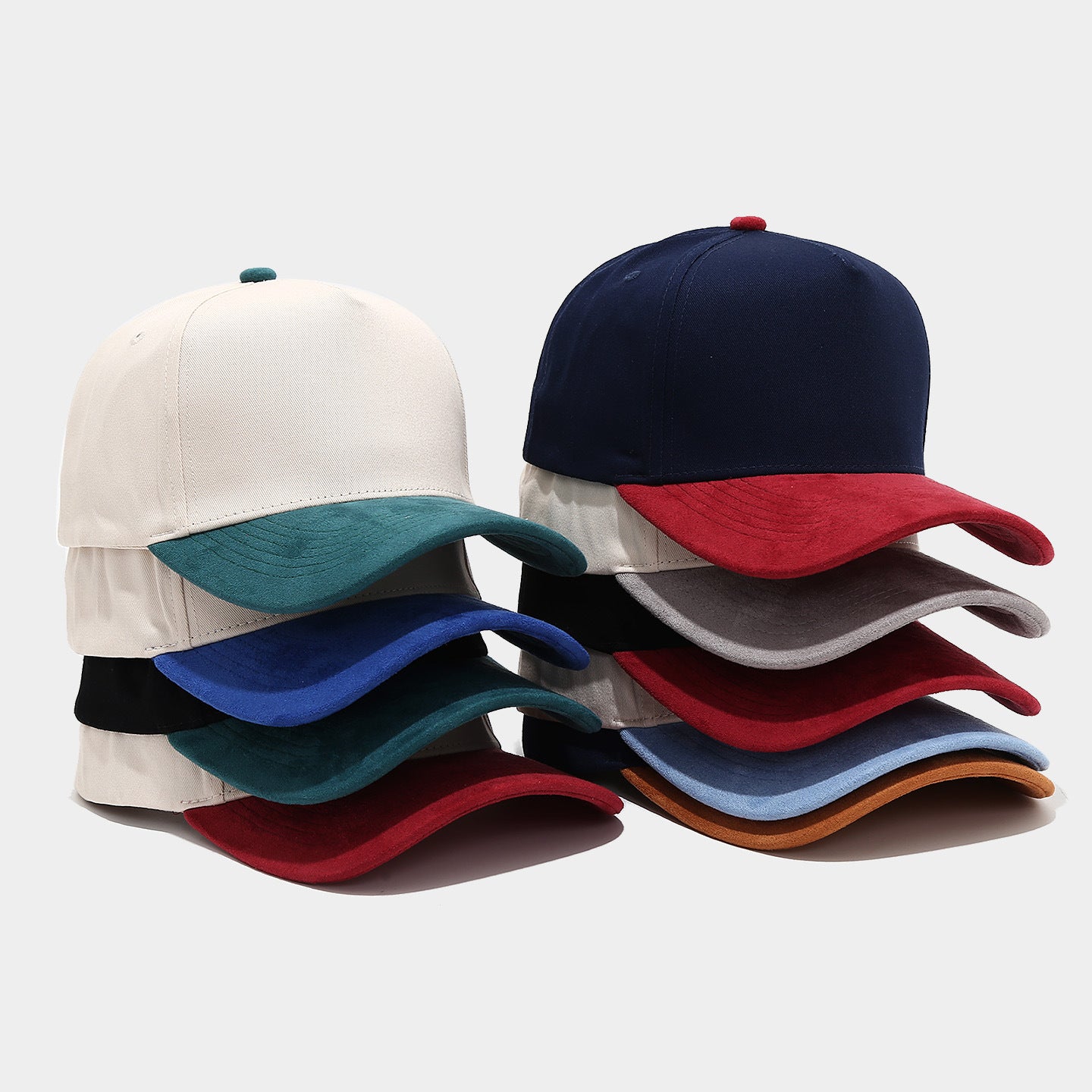 Vintage Two-Tone Baseball Cap – Cotton Suede Brim Dad Hat, 9 Color Combos | Byerclub