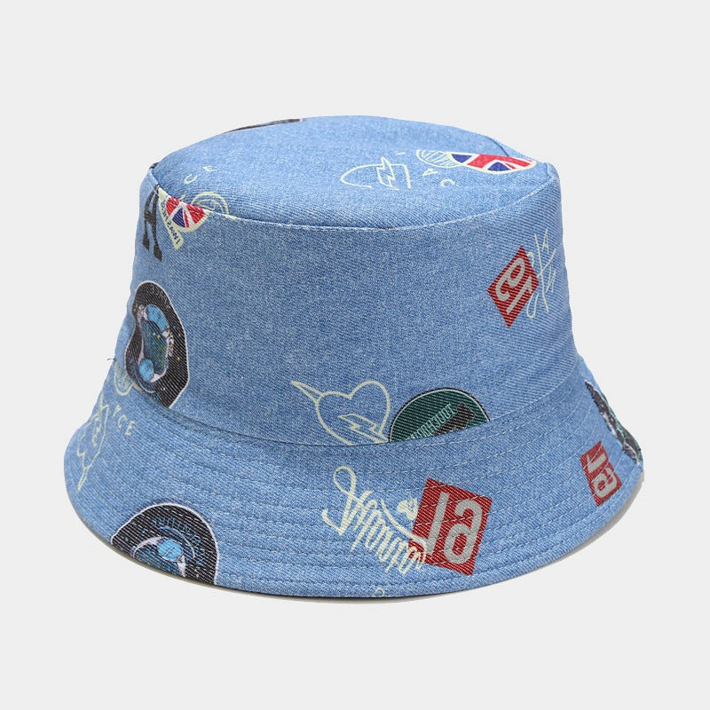 Byerclub Denim Graffiti Reversible Bucket Hat