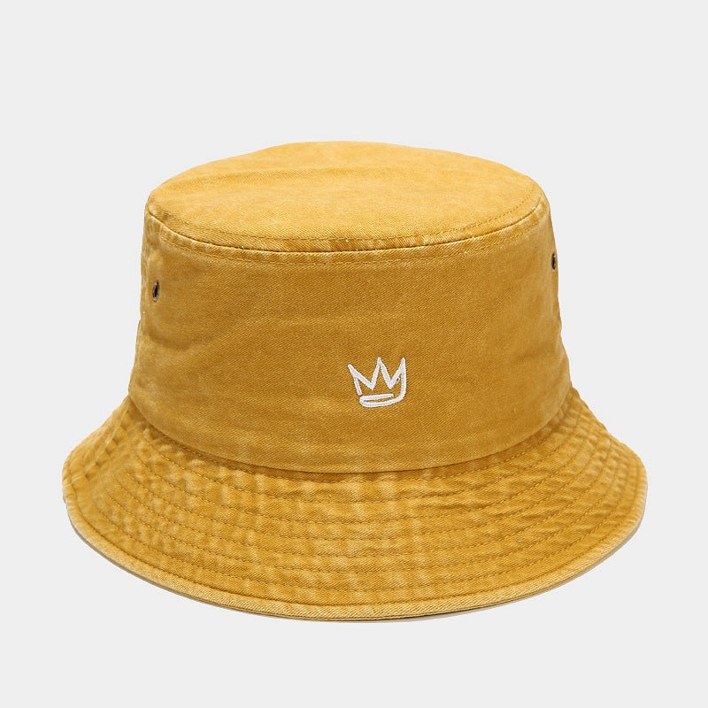 Washed Crown Bucket Hat | Vintage Embroidered Fisherman Cap