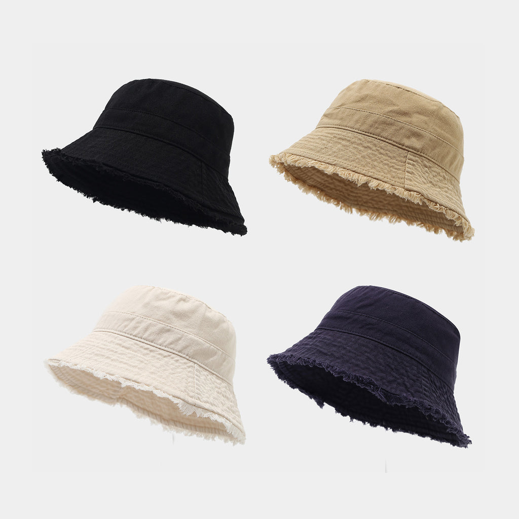 Distressed Frayed Bucket Hat | Washed Cotton Summer Cap | 4 Colors | Byerclub