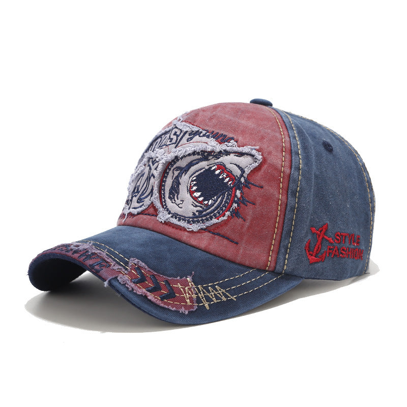 Byerclub Vintage Shark Embroidered Baseball Cap