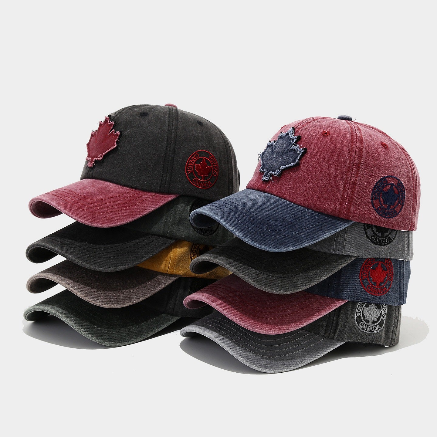 Vintage Distressed Maple Leaf Baseball Cap | Washed Cotton Adjustable Dad Hat