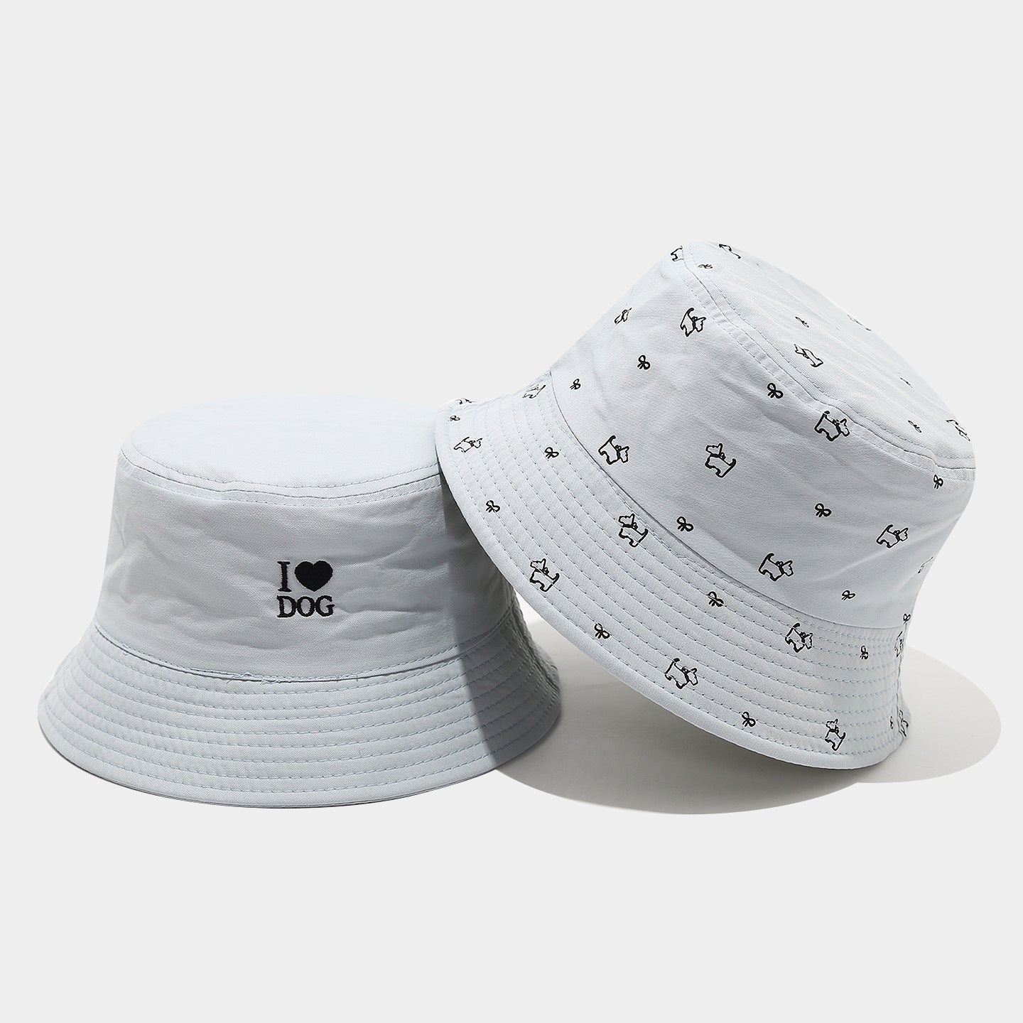 Reversible Dog Print Bucket Hat | I Love Dog Embroidery | 2-Sided Wear | Byerclub