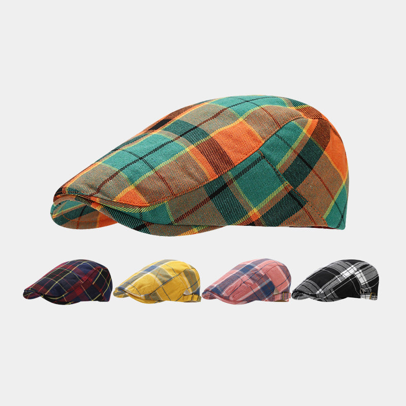 Plaid Flat Cap | 5-Color Tartan Ivy Hat