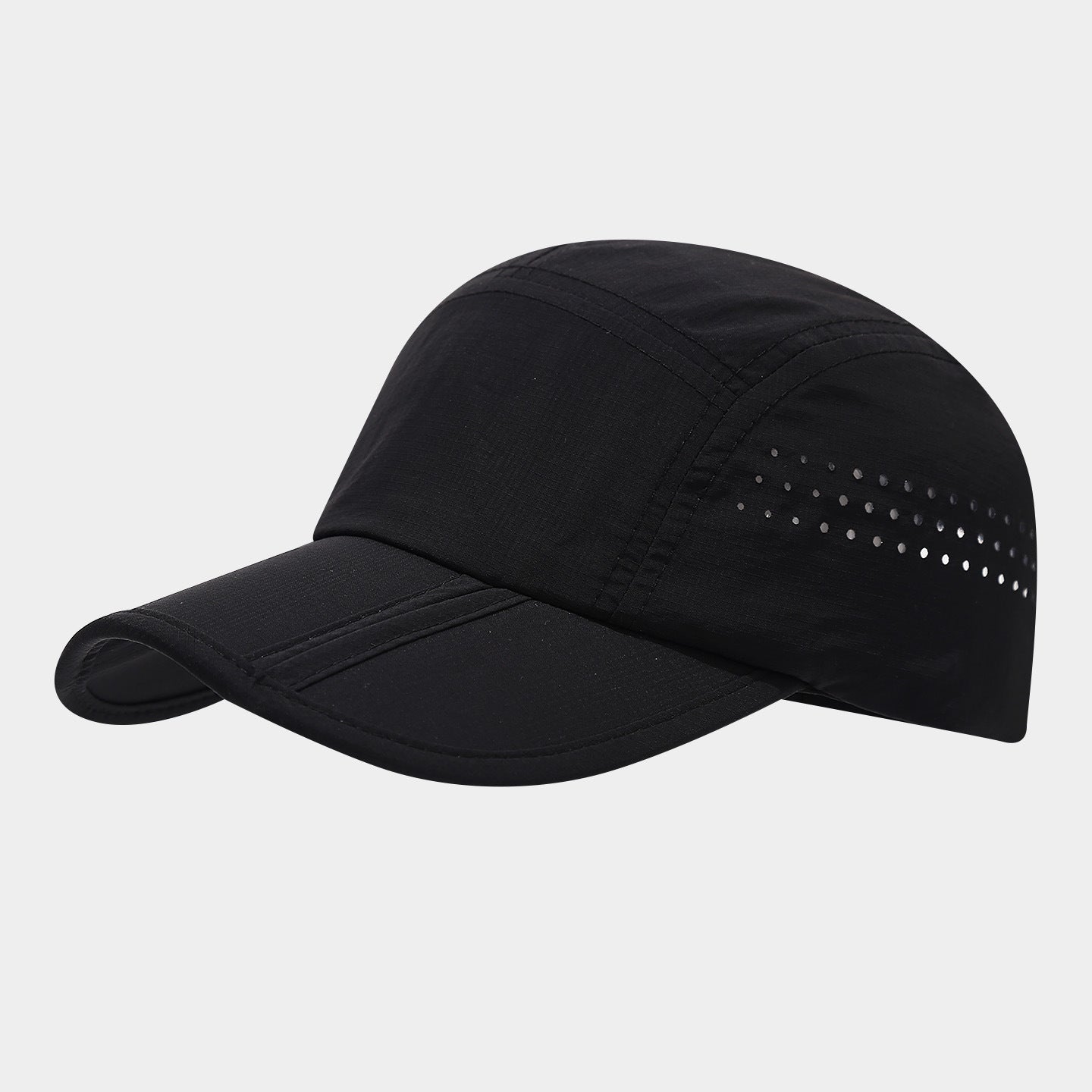 Lightweight Perforated Camp Cap | Quick-Dry Outdoor Baseball Hat | 5-Panel Nylon Cap