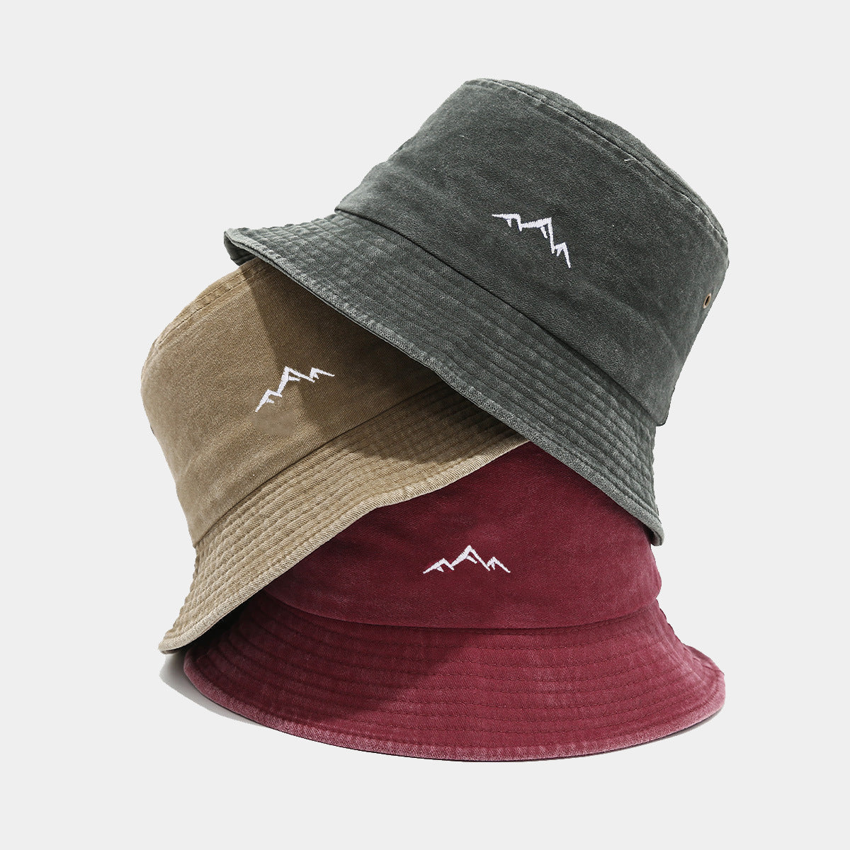 Washed Vintage Bucket Hat | Mountain Embroidery | 6 Colors | Byerclub