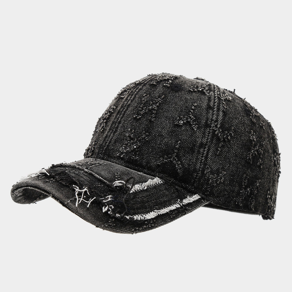 Distressed Embroidered Denim Cap | Vintage Frayed Streetwear Hat | Byerclub