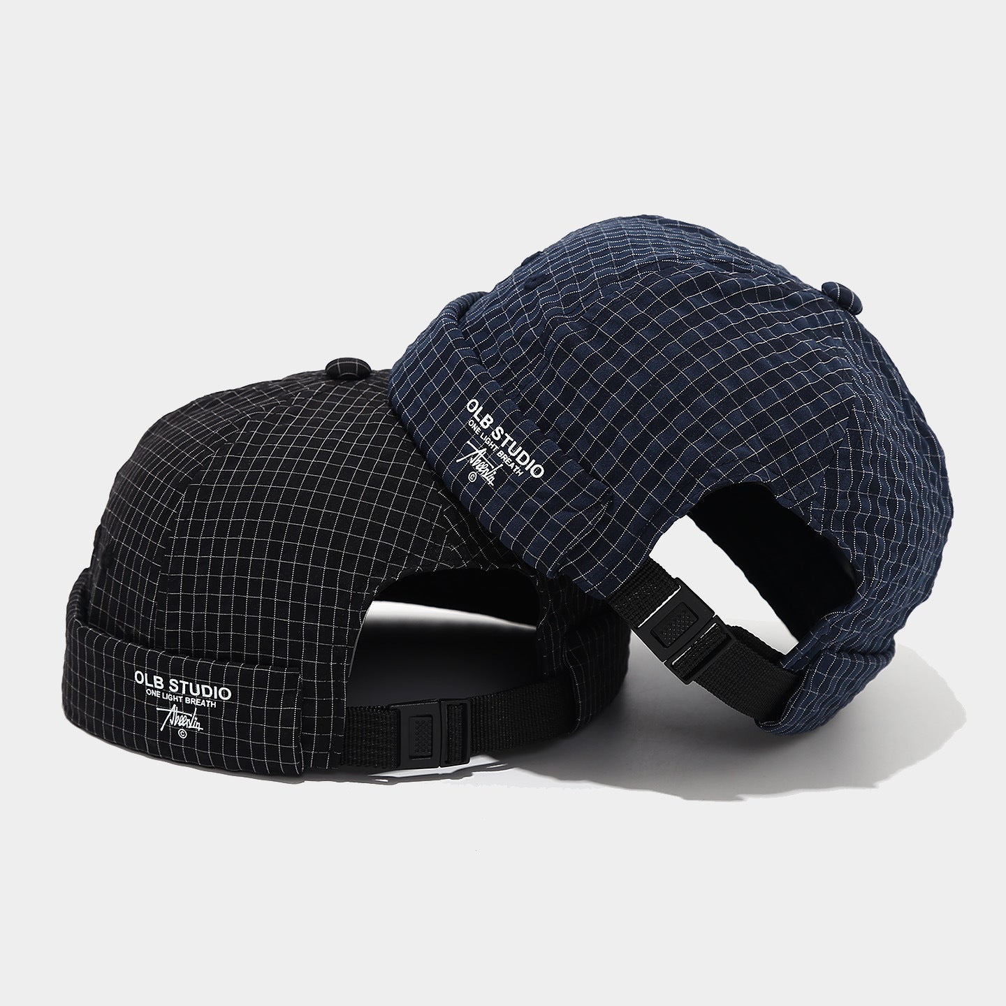 Vintage Grid Docker Cap | Adjustable Buckle Brimless Hat | Streetwear Miki Cap