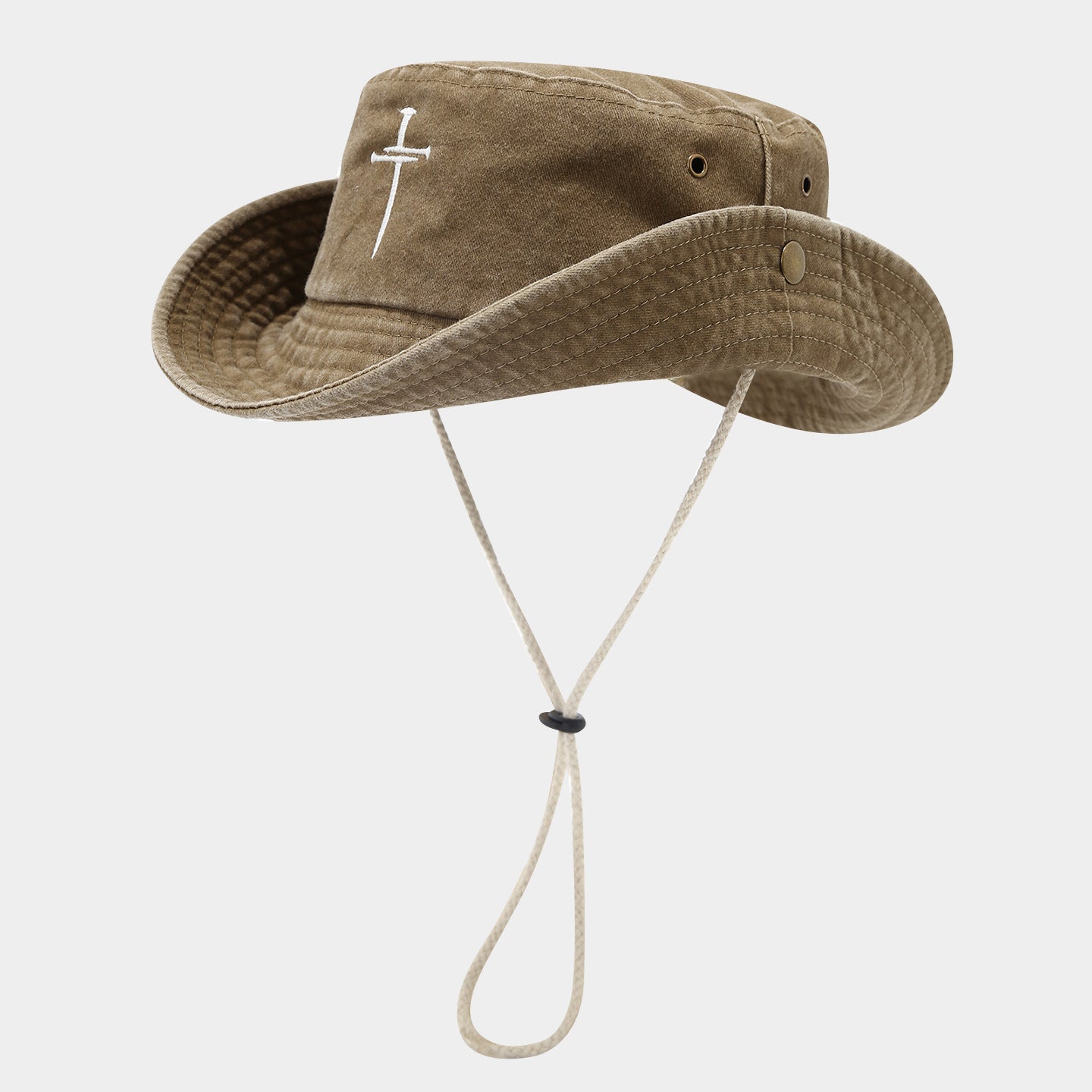 Washed Cross Bucket Hat | Vintage Cotton Fisherman Cap