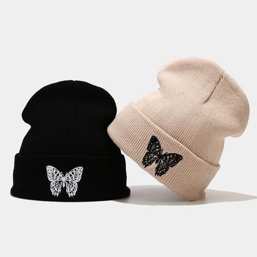 Butterfly Beanie | 7-Color Embroidered Knit Cap