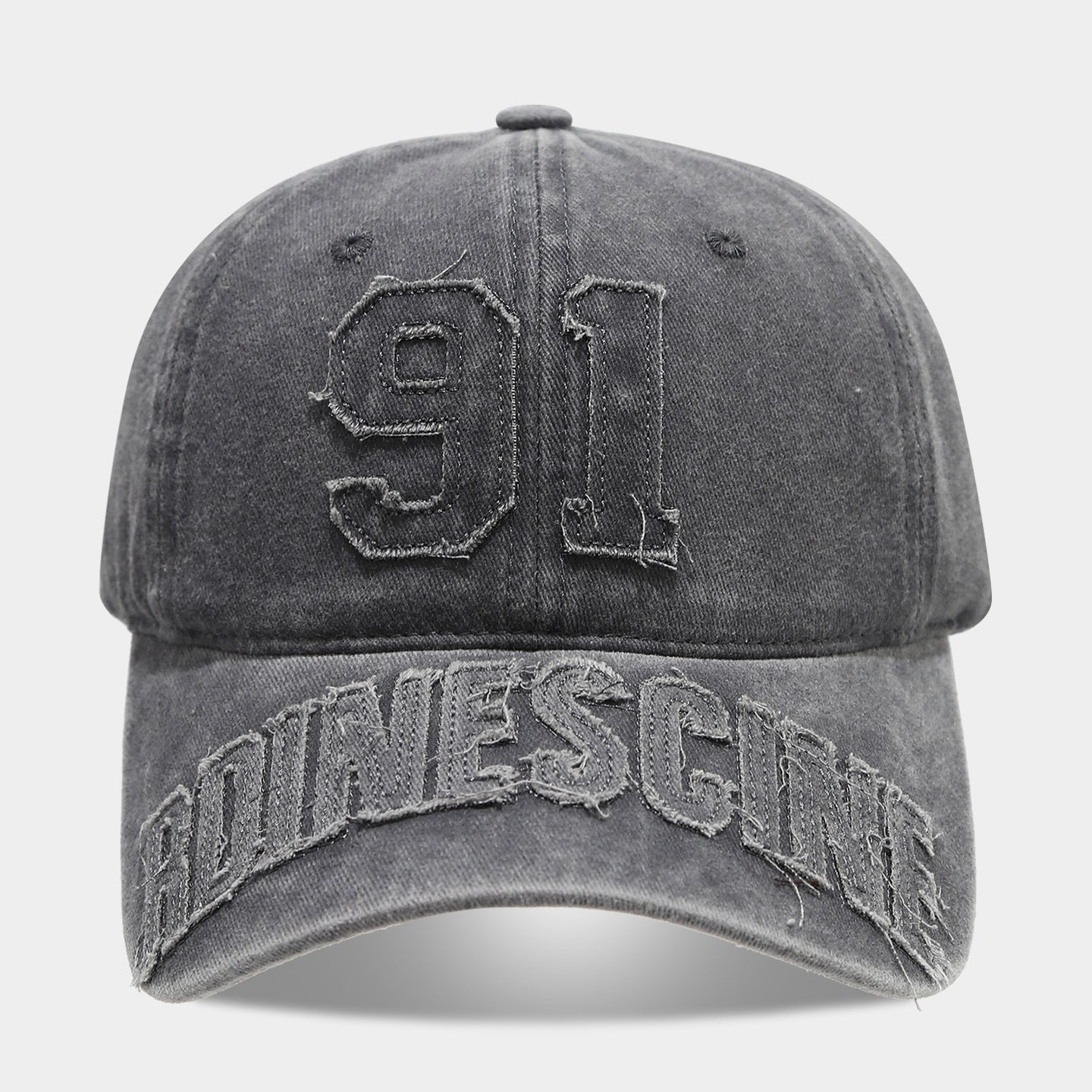Vintage Washed "91" Baseball Cap | Distressed Embroidered Streetwear Hat | Byerclub