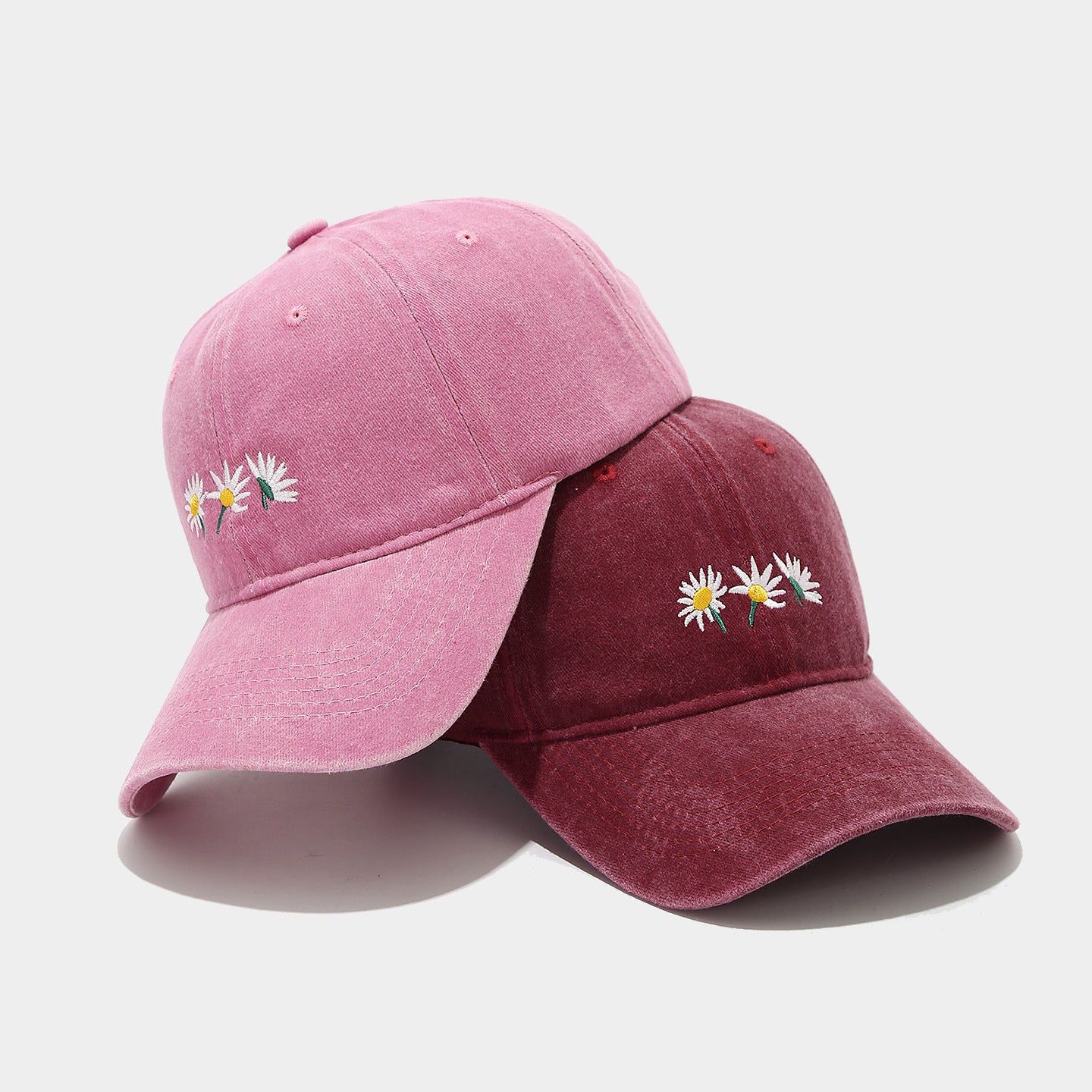 Daisy Embroidered Washed Dad Cap | Vintage Floral Baseball Hat | Cute Summer Cotton Cap