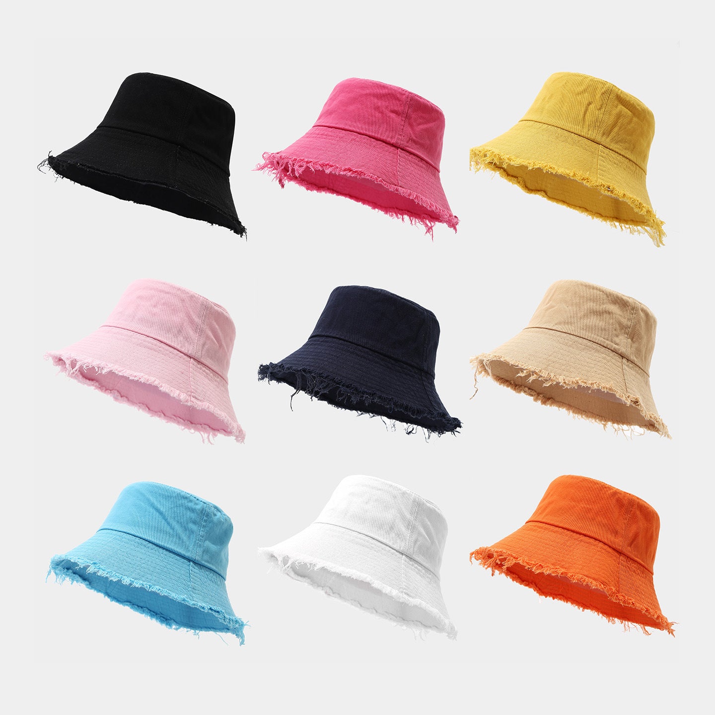 Distressed Frayed Bucket Hat | Washed Cotton Summer Cap | 9 Colors | Byerclub