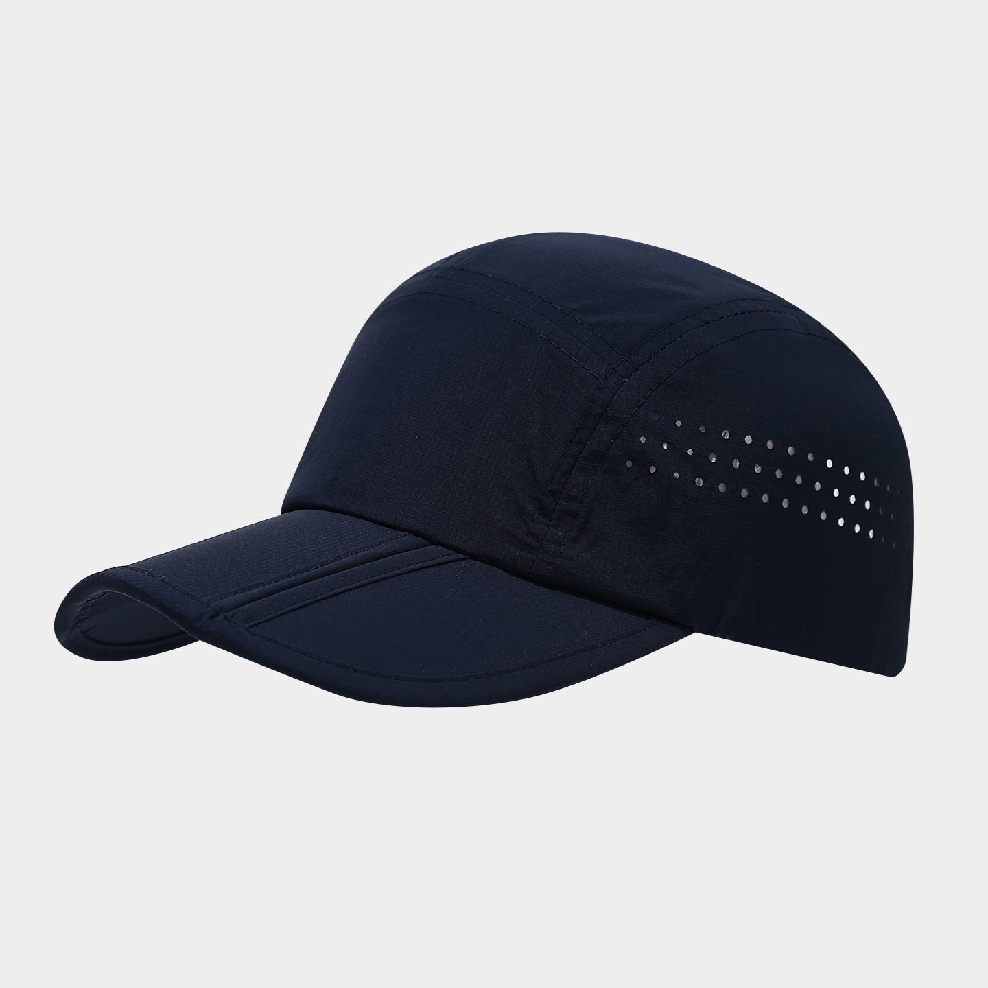 Lightweight Perforated Camp Cap | Quick-Dry Outdoor Baseball Hat | 5-Panel Nylon Cap