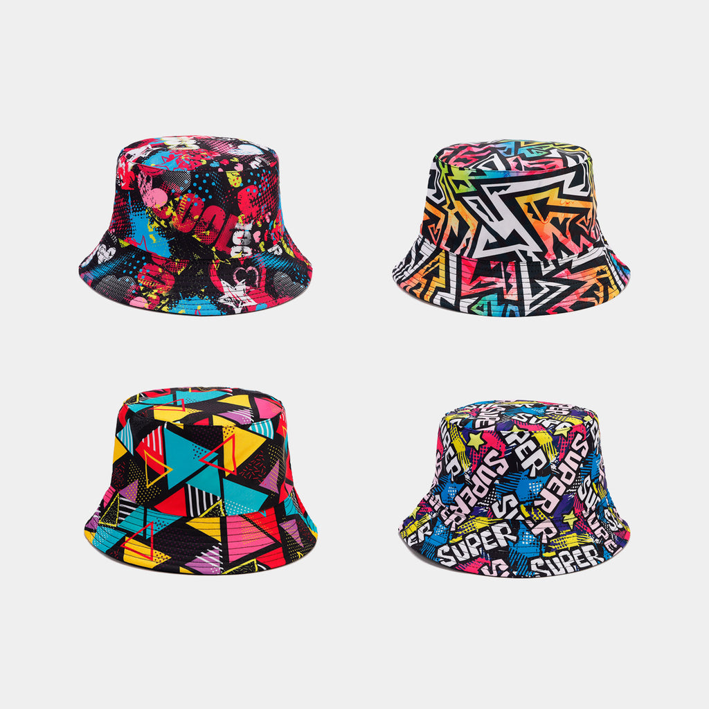 Graffiti Bucket Hat | 4-Pack Street Art Print Fisherman Cap