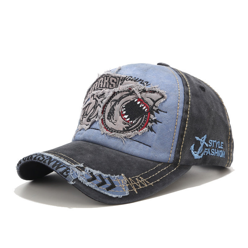 Byerclub Vintage Shark Embroidered Baseball Cap