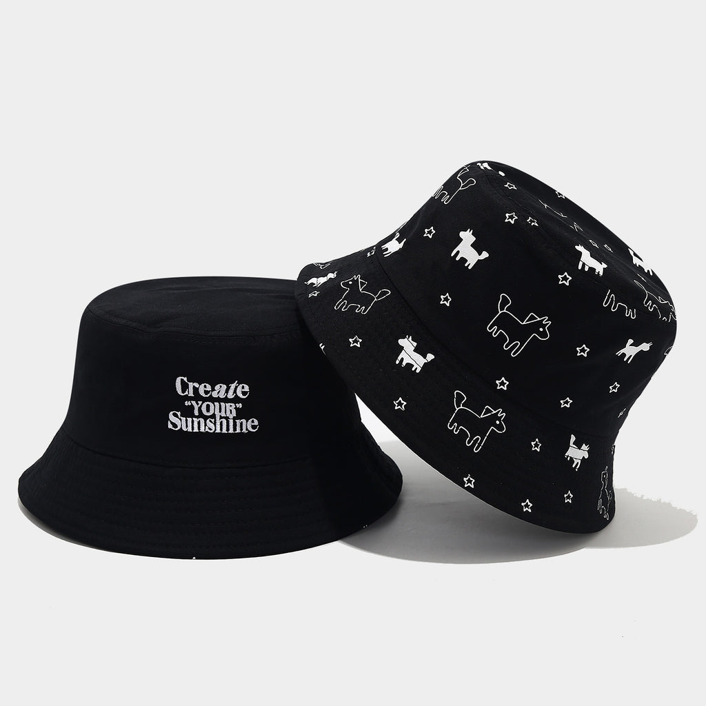 Reversible Dog & Star Bucket Hat | Create Your Sunshine | 2-Sided Wear | Byerclub