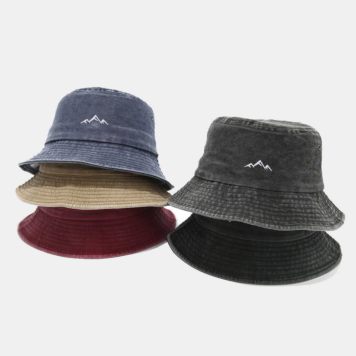 Washed Vintage Bucket Hat | Mountain Embroidery | 6 Colors | Byerclub