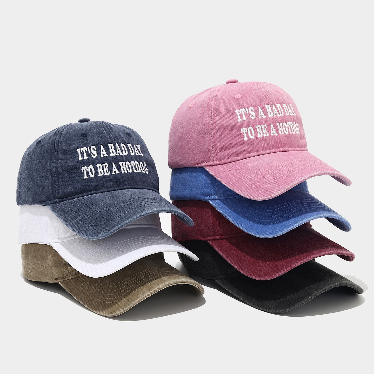 It's a Bad Day to Be a Hotdog Vintage Washed Baseball Cap | Funny Embroidered Dad Hat | 6 Colors