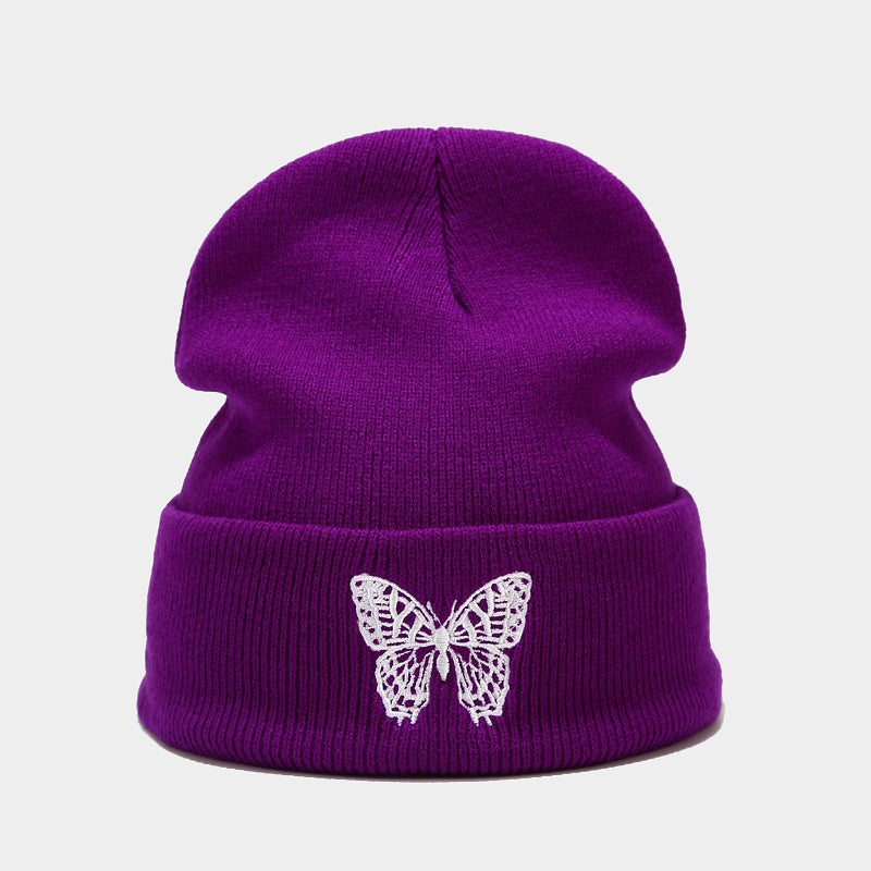Butterfly Beanie | 7-Color Embroidered Knit Cap