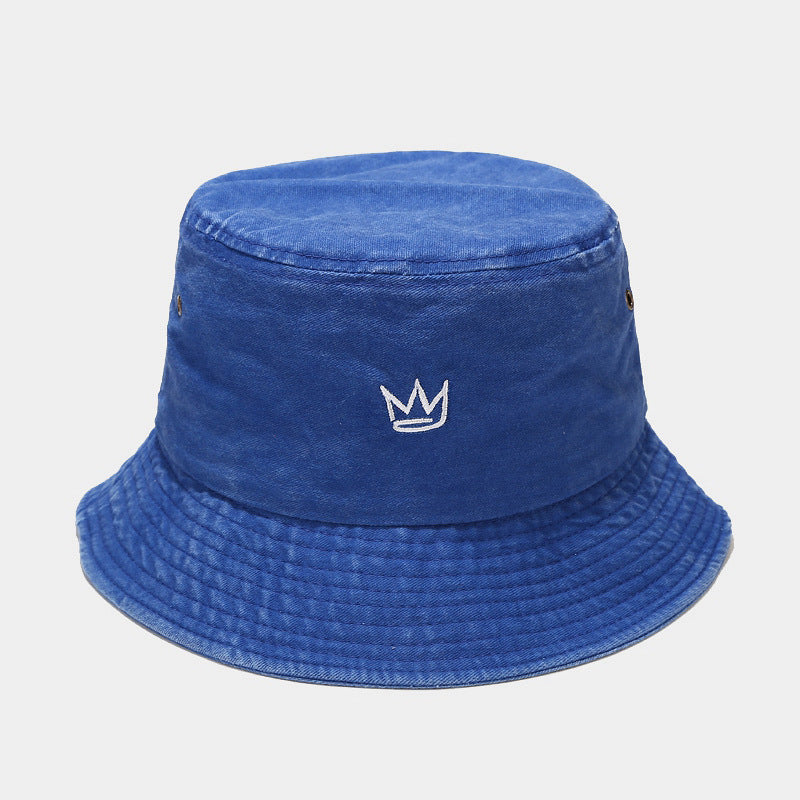 Washed Crown Bucket Hat | Vintage Embroidered Fisherman Cap
