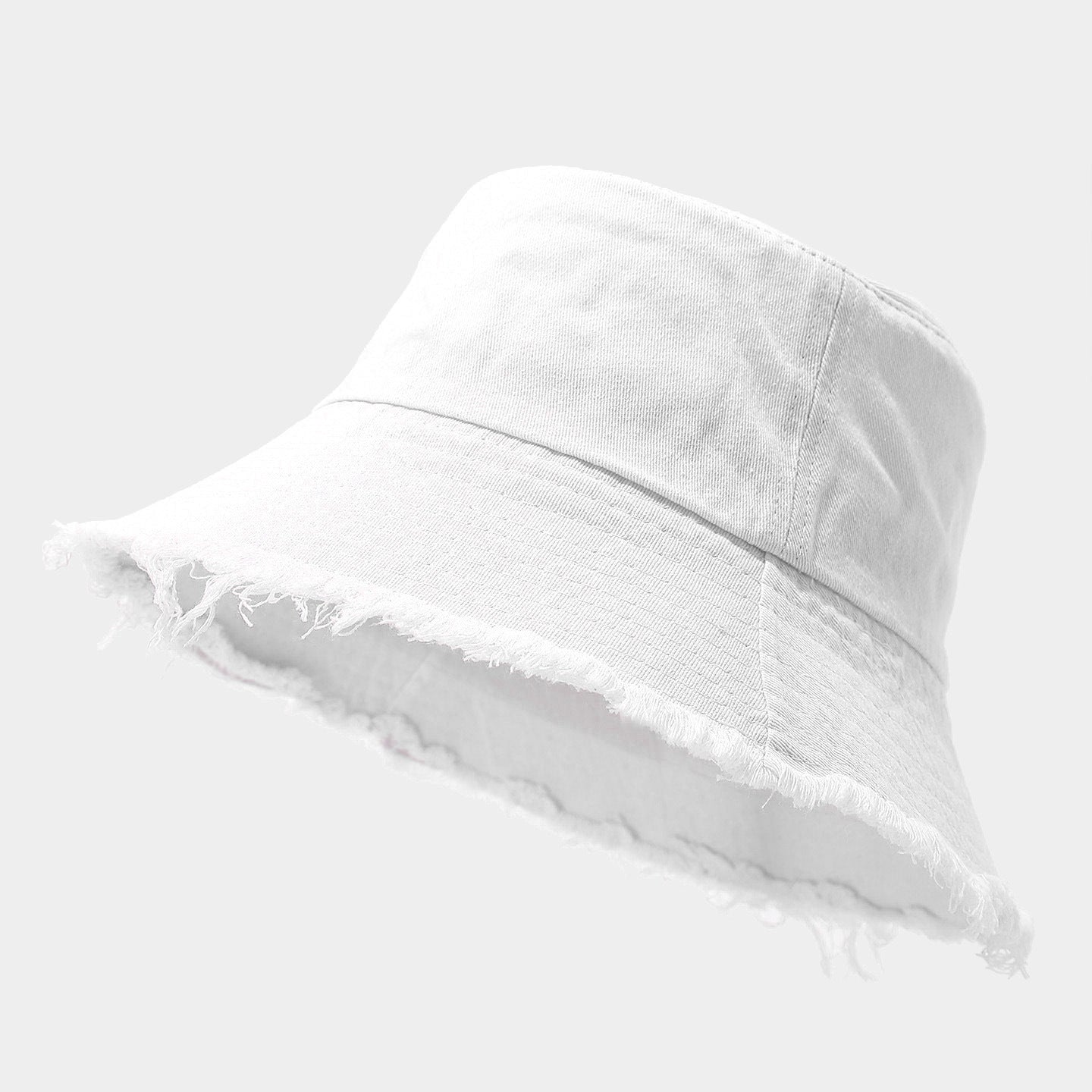 Distressed Frayed Bucket Hat | Washed Cotton Summer Cap | 9 Colors | Byerclub