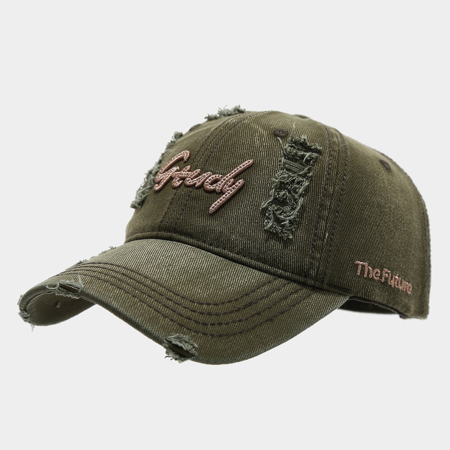 Distressed Grudy Embroidered Cap | Ripped Vintage Baseball Hat | Streetwear Destroyed Dad Cap
