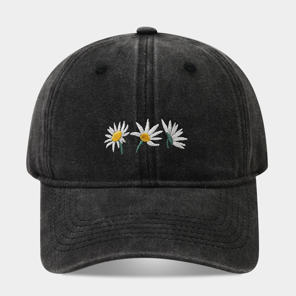 Daisy Embroidered Washed Dad Cap | Vintage Floral Baseball Hat | Cute Summer Cotton Cap