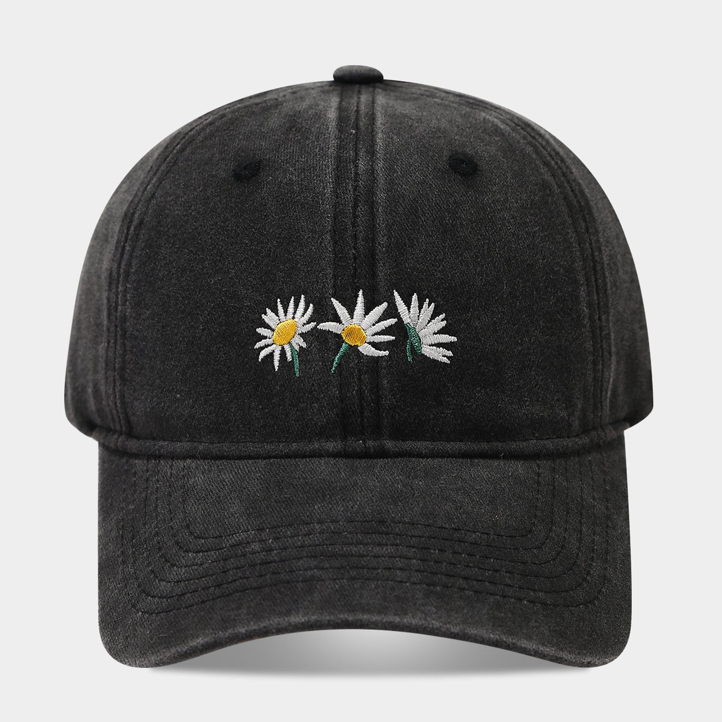 Daisy Embroidered Washed Dad Cap | Vintage Floral Baseball Hat | Cute Summer Cotton Cap