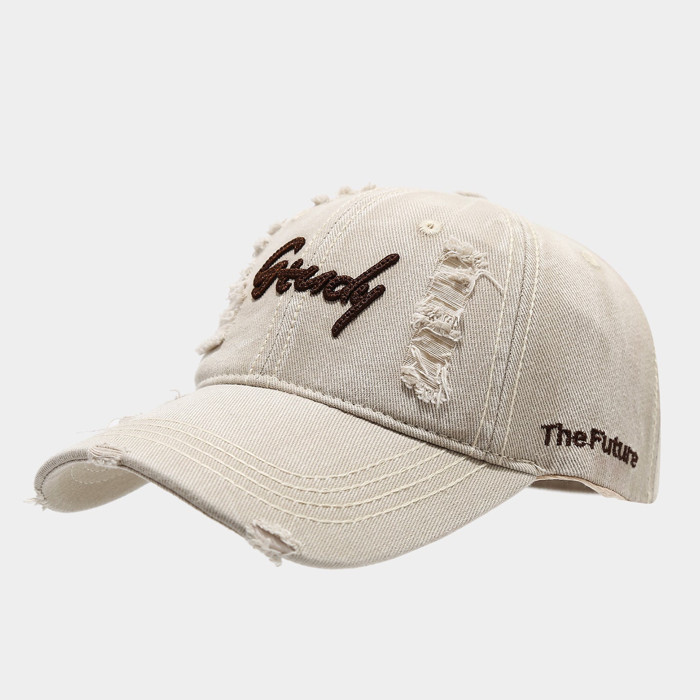 Distressed Grudy Embroidered Cap | Ripped Vintage Baseball Hat | Streetwear Destroyed Dad Cap