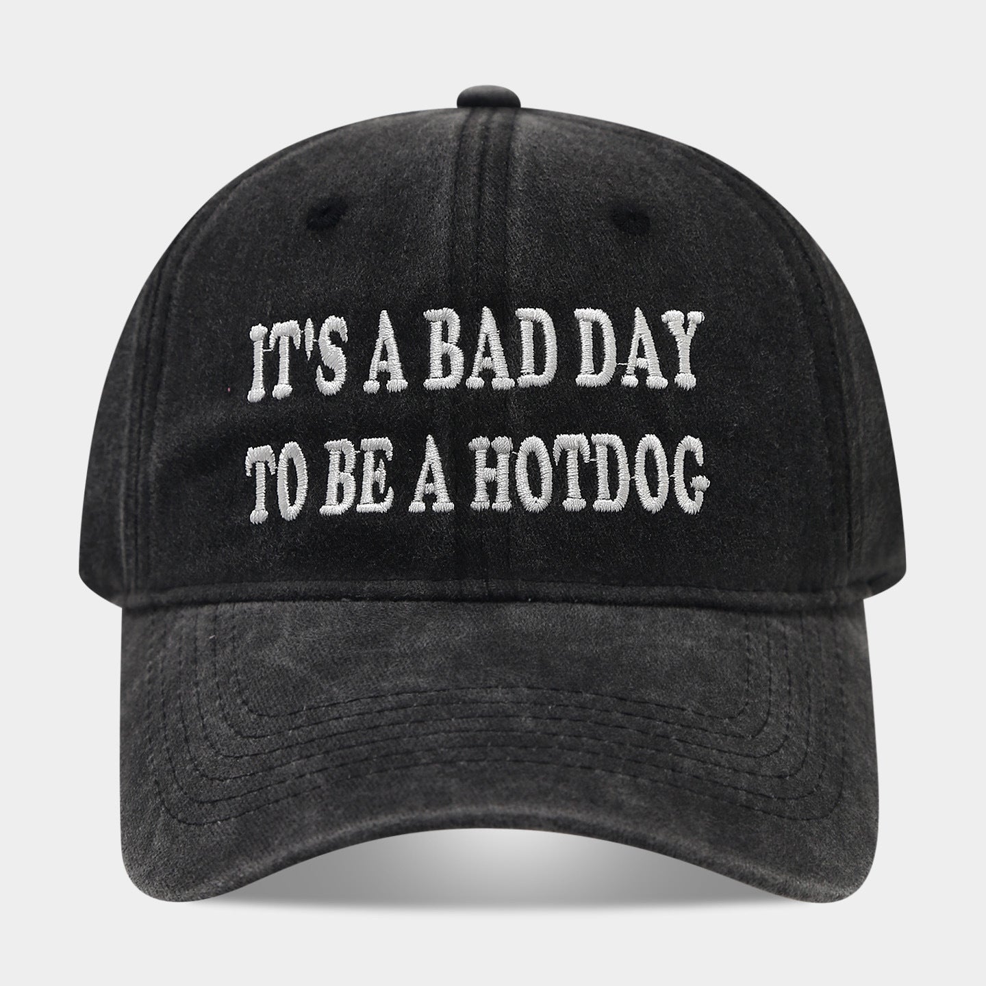 It's a Bad Day to Be a Hotdog Vintage Washed Baseball Cap | Funny Embroidered Dad Hat | 6 Colors