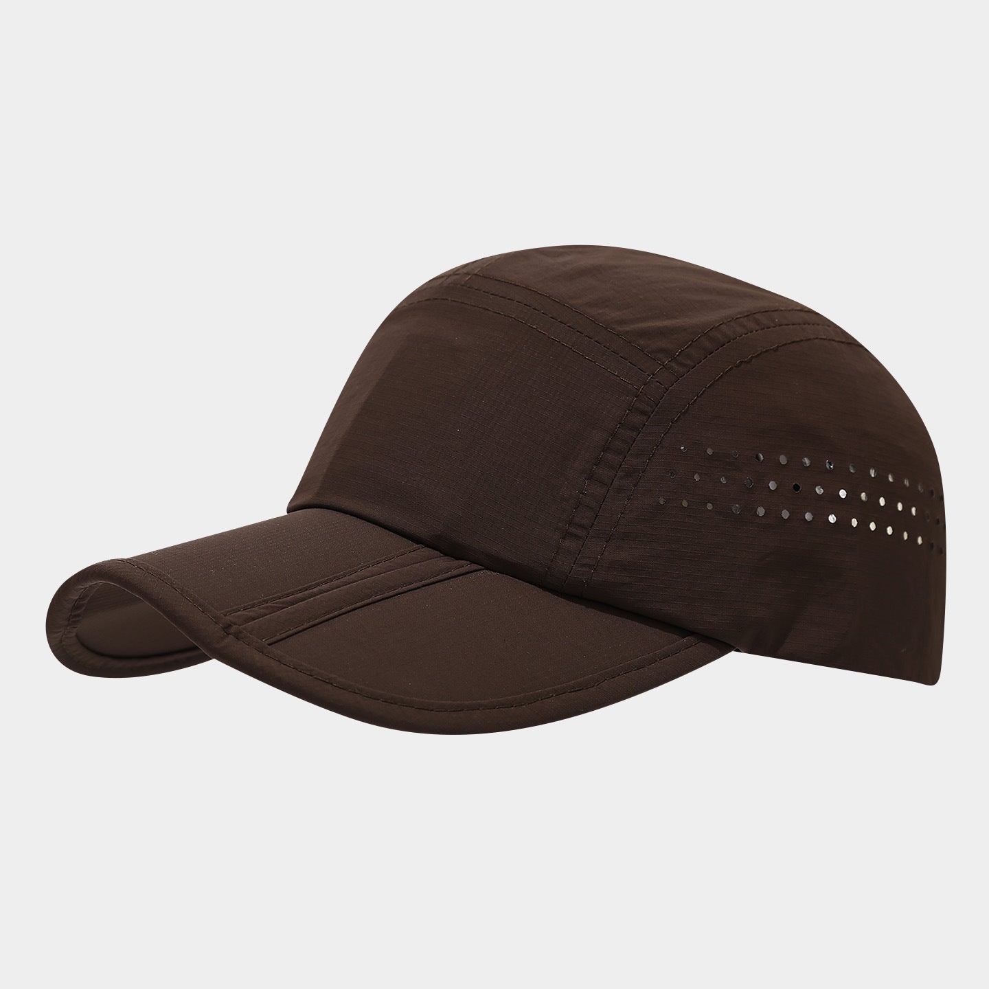 Lightweight Perforated Camp Cap | Quick-Dry Outdoor Baseball Hat | 5-Panel Nylon Cap