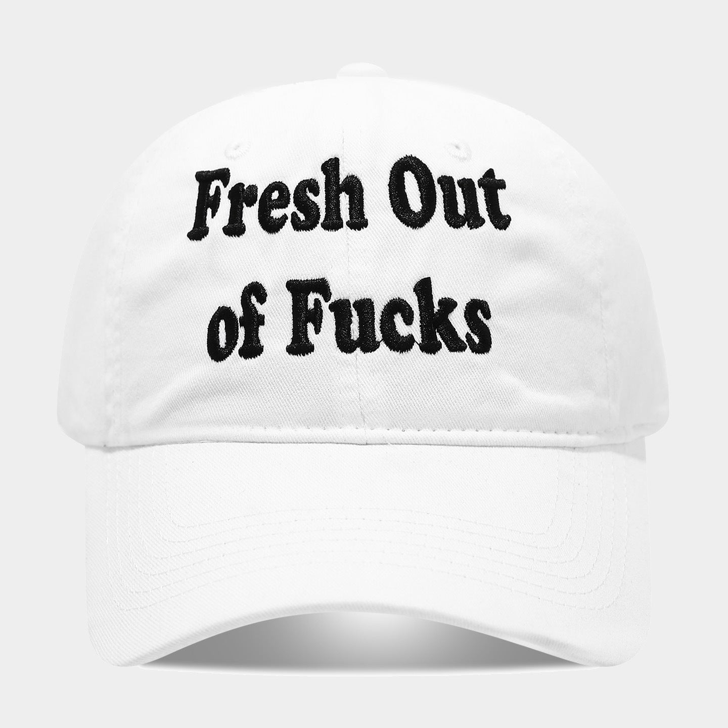 Fresh Out of Fucks Vintage Washed Baseball Cap | Gothic Embroidered Dad Hat | Byerclub