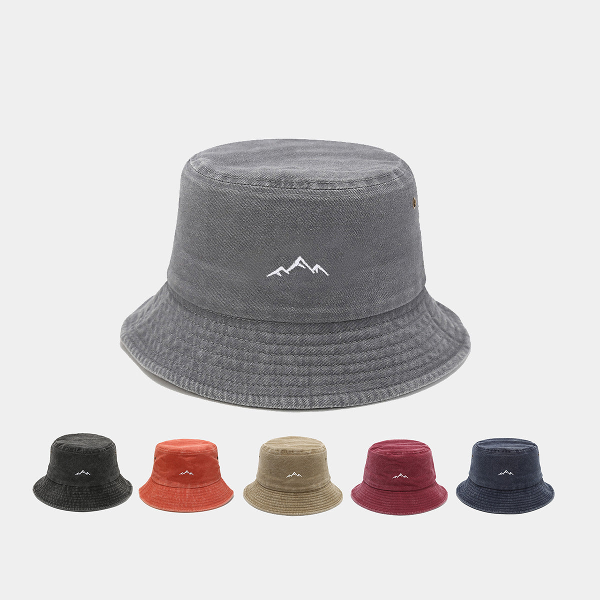 Washed Vintage Bucket Hat | Mountain Embroidery | 6 Colors | Byerclub