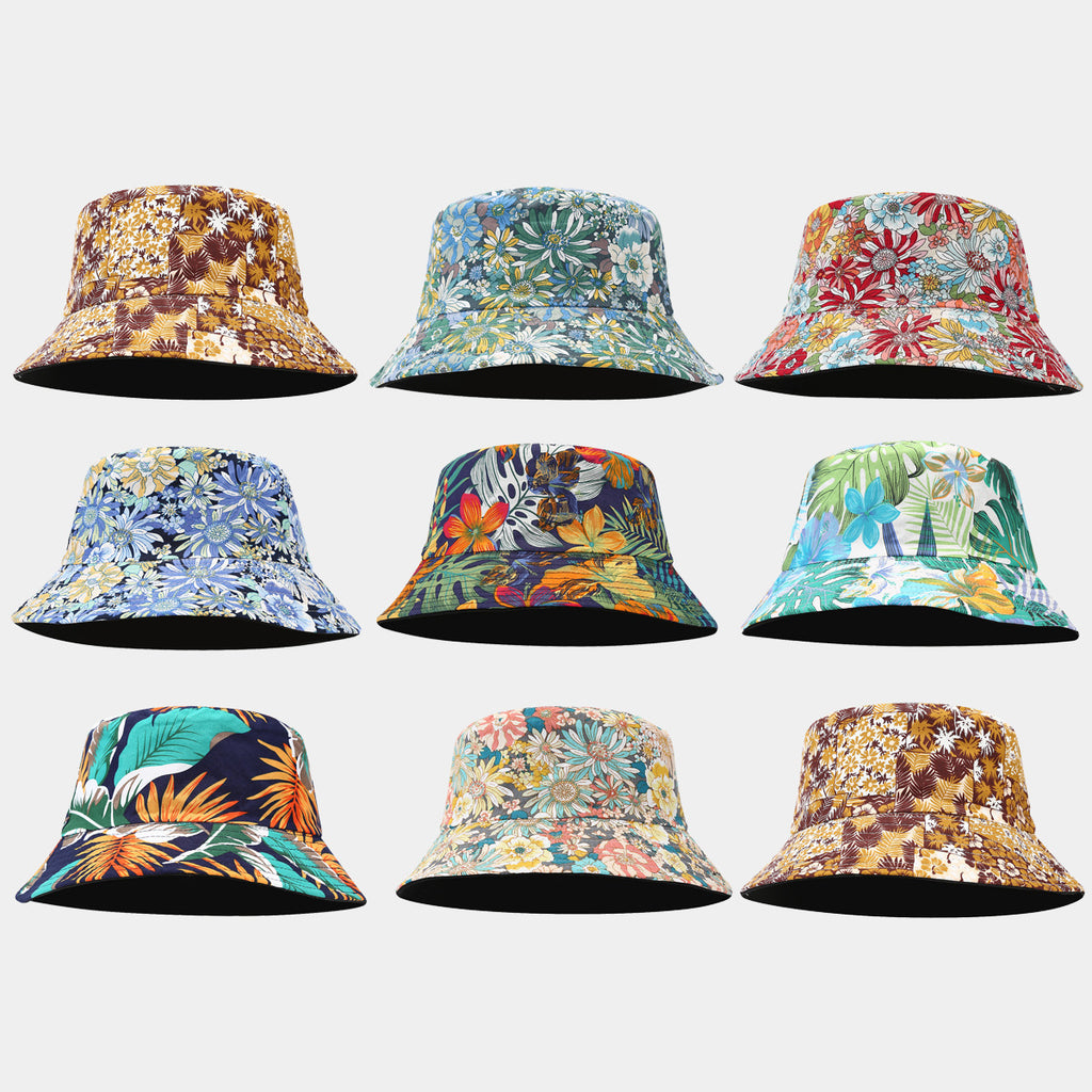 Floral Bucket Hat Collection | 9-Color Tropical Print Fisherman Cap