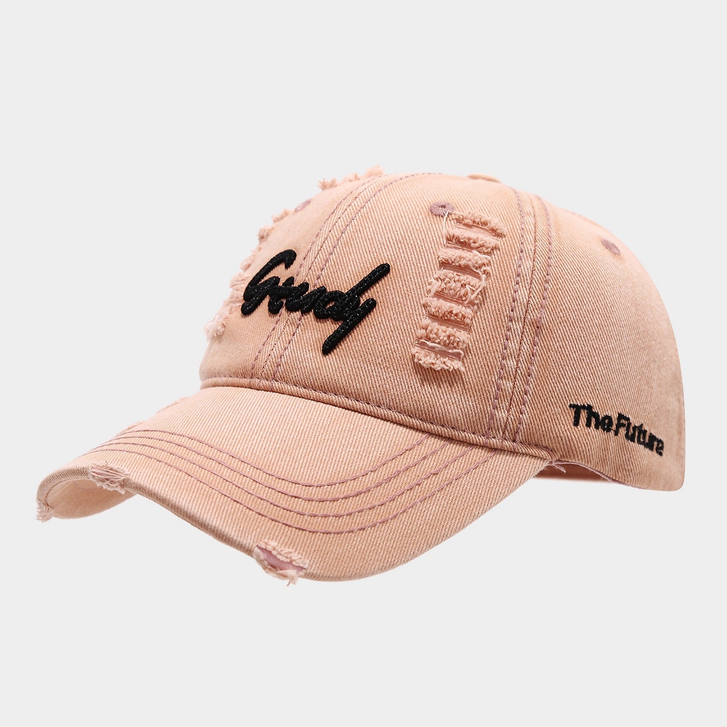 Distressed Grudy Embroidered Cap | Ripped Vintage Baseball Hat | Streetwear Destroyed Dad Cap