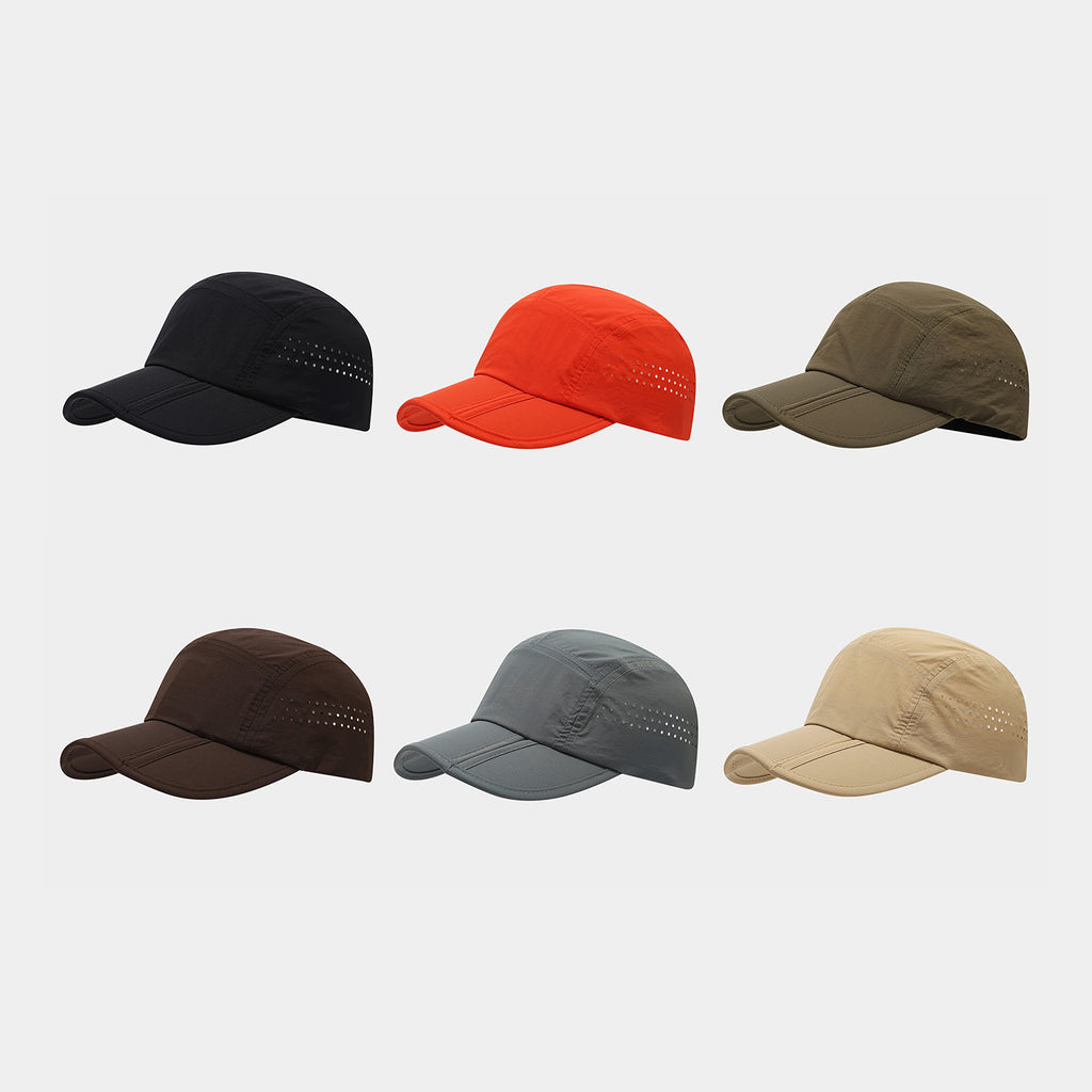 Lightweight Perforated Camp Cap | Quick-Dry Outdoor Baseball Hat | 5-Panel Nylon Cap