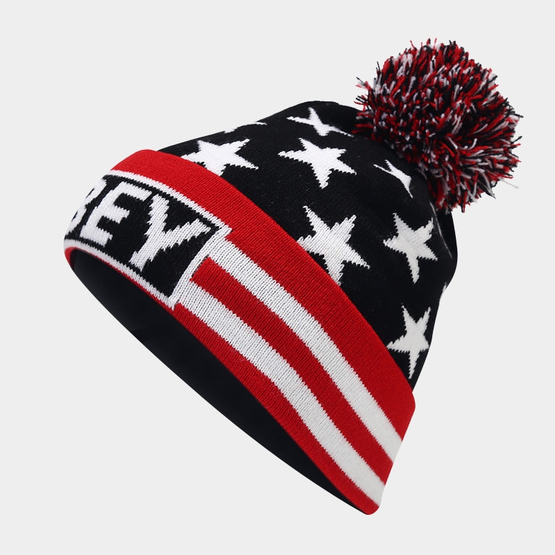 Obey Pom Beanie | Star Stripe Knit Winter Hat